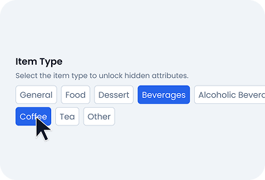 You can display structured drink and food details by item type.