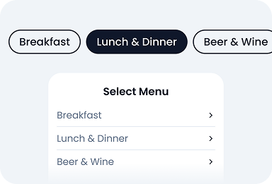 You can create separate menus for different service periods.
